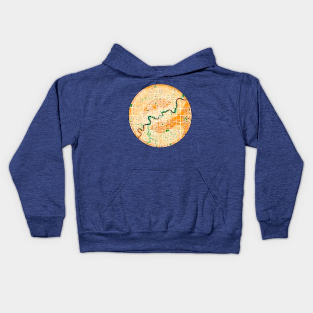 Edmonton Circular Map Kids Hoodie by Edmonton River